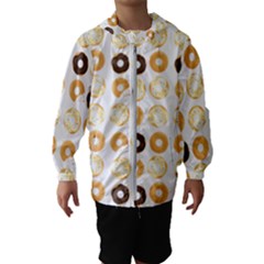 Donuts Pattern With Bites Bright Pastel Blue And Brown Cropped Sweatshirt Kids  Hooded Windbreaker by genx