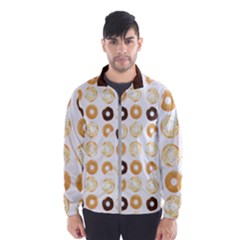 Donuts Pattern With Bites Bright Pastel Blue And Brown Cropped Sweatshirt Men s Windbreaker by genx