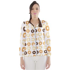 Donuts Pattern With Bites Bright Pastel Blue And Brown Cropped Sweatshirt Women s Windbreaker by genx