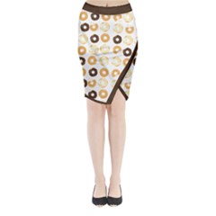 Donuts Pattern With Bites Bright Pastel Blue And Brown Cropped Sweatshirt Midi Wrap Pencil Skirt by genx