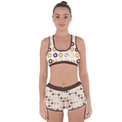 Donuts Pattern With Bites Bright Pastel Blue And Brown Cropped Sweatshirt Racerback Boyleg Bikini Set by genx