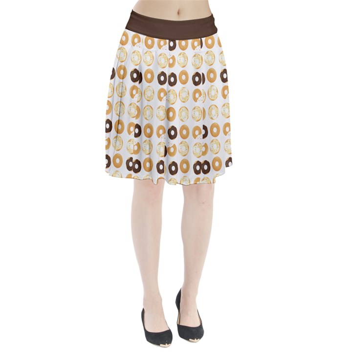 Donuts Pattern With Bites bright pastel blue and brown Cropped Sweatshirt Pleated Skirt