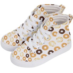 Donuts Pattern With Bites Bright Pastel Blue And Brown Cropped Sweatshirt Kids  Hi-top Skate Sneakers by genx