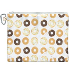 Donuts Pattern With Bites Bright Pastel Blue And Brown Cropped Sweatshirt Canvas Cosmetic Bag (xxxl) by genx