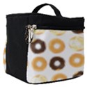 Donuts Pattern With Bites bright pastel blue and brown Cropped Sweatshirt Make Up Travel Bag (Small) View1