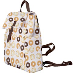 Donuts Pattern With Bites Bright Pastel Blue And Brown Cropped Sweatshirt Buckle Everyday Backpack by genx