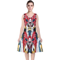 Graffiti 2 V-neck Midi Sleeveless Dress  by ArtworkByPatrick