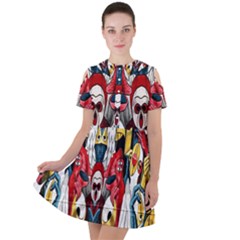 Graffiti 2 Short Sleeve Shoulder Cut Out Dress  by ArtworkByPatrick