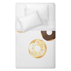 Donuts Pattern With Bites 3xframe Donuts Pattern With Bites Dark Brown Background Onlydonuts Pattern With Bites Brown And Beige Chocolate Doughnuts Duvet Cover (single Size) by genx