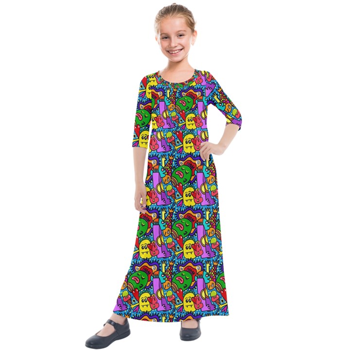 Graffiti 3 1 Kids  Quarter Sleeve Maxi Dress