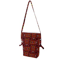 Texture Red Orange Folding Shoulder Bag