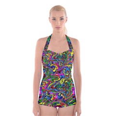 Graffiti 3 2 Boyleg Halter Swimsuit  by ArtworkByPatrick