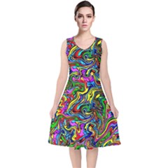 Graffiti 3 2 V-neck Midi Sleeveless Dress  by ArtworkByPatrick