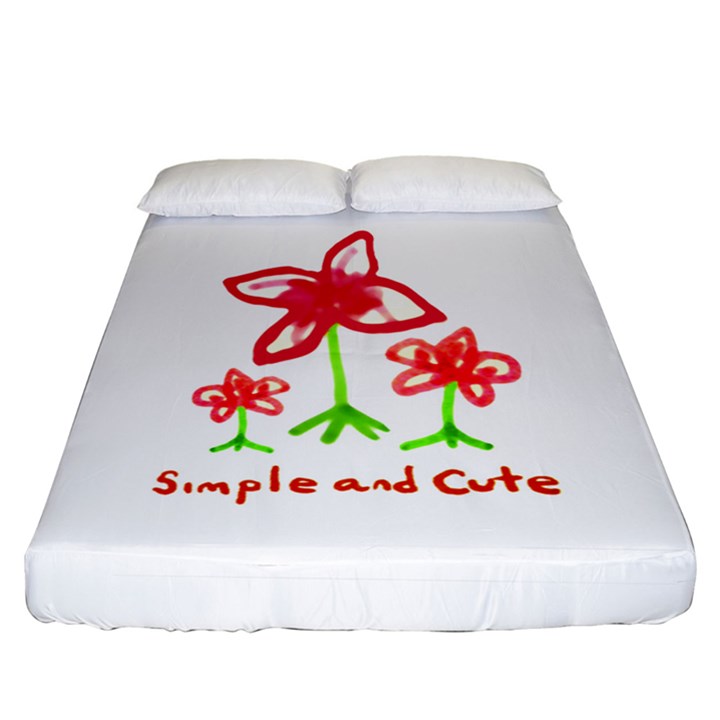 Flowers And Cute Phrase Pencil Drawing Fitted Sheet (California King Size)