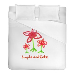 Flowers And Cute Phrase Pencil Drawing Duvet Cover (full/ Double Size)