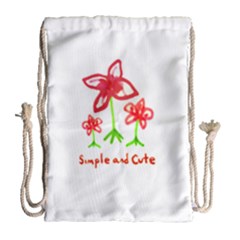 Flowers And Cute Phrase Pencil Drawing Drawstring Bag (large)