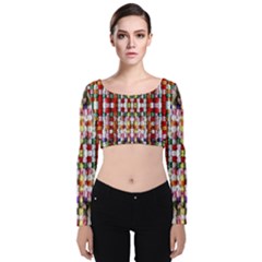 Cotton Weave Velvet Long Sleeve Crop Top by ArtworkByPatrick