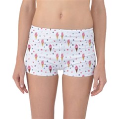 Ice Cream Cones Watercolor With Fruit Berries And Cherries Summer Pattern Reversible Boyleg Bikini Bottoms by genx