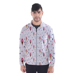 Ice Cream Cones Watercolor With Fruit Berries And Cherries Summer Pattern Men s Windbreaker by genx