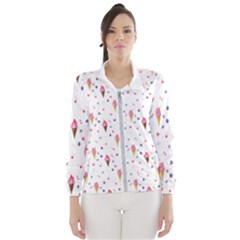 Ice Cream Cones Watercolor With Fruit Berries And Cherries Summer Pattern Women s Windbreaker by genx