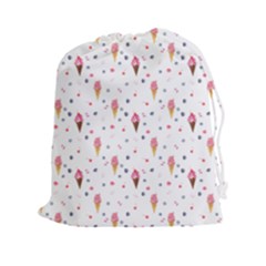 Ice Cream Cones Watercolor With Fruit Berries And Cherries Summer Pattern Drawstring Pouch (xxl) by genx