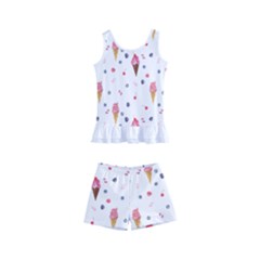 Ice Cream Cones Watercolor With Fruit Berries And Cherries Summer Pattern Kids  Boyleg Swimsuit by genx