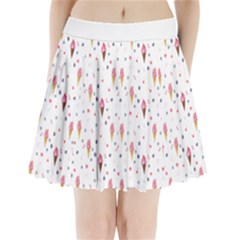 Ice Cream Cones Watercolor With Fruit Berries And Cherries Summer Pattern Pleated Mini Skirt by genx