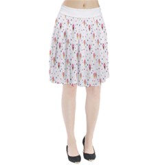 Ice Cream Cones Watercolor With Fruit Berries And Cherries Summer Pattern Pleated Skirt by genx