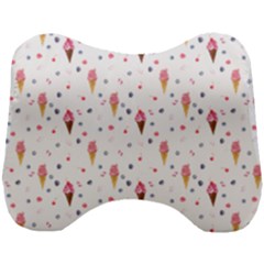 Ice Cream Cones Watercolor With Fruit Berries And Cherries Summer Pattern Head Support Cushion by genx