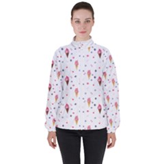 Ice Cream Cones Watercolor With Fruit Berries And Cherries Summer Pattern Women s High Neck Windbreaker by genx