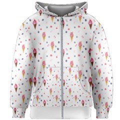 Ice Cream Cones Watercolor With Fruit Berries And Cherries Summer Pattern Kids  Zipper Hoodie Without Drawstring by genx