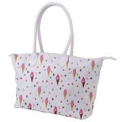 Ice Cream Cones Watercolor With Fruit Berries And Cherries Summer Pattern Canvas Shoulder Bag by genx