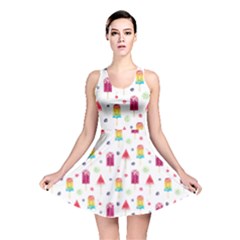 Popsicle Juice Watercolor With Fruit Berries And Cherries Summer Pattern Reversible Skater Dress by genx