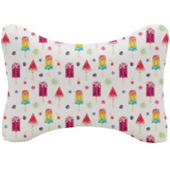 Popsicle Juice Watercolor With Fruit Berries And Cherries Summer Pattern Seat Head Rest Cushion by genx