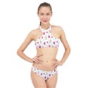 Popsicle Juice Watercolor with fruit berries and cherries summer pattern High Neck Bikini Set View1