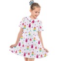 Popsicle Juice Watercolor with fruit berries and cherries summer pattern Kids  Short Sleeve Shirt Dress View1