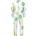 Lemon and limes yellow green watercolor fruits with citrus leaves Pattern OnePiece Jumpsuit (Men)  View1