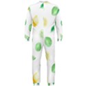 Lemon and limes yellow green watercolor fruits with citrus leaves Pattern OnePiece Jumpsuit (Men)  View2