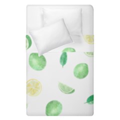 Lemon And Limes Yellow Green Watercolor Fruits With Citrus Leaves Pattern Duvet Cover Double Side (single Size) by genx