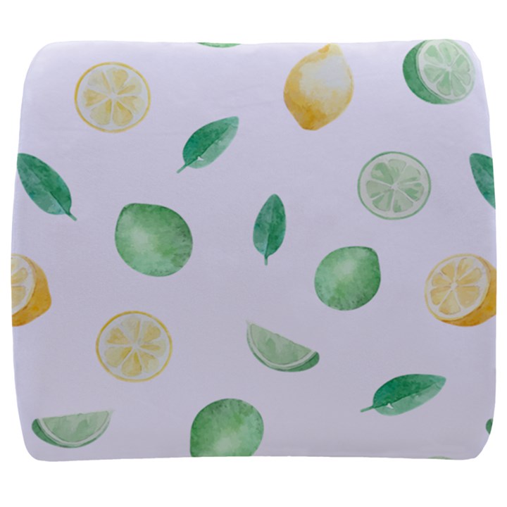 Lemon and limes yellow green watercolor fruits with citrus leaves Pattern Back Support Cushion