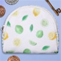 Lemon and limes yellow green watercolor fruits with citrus leaves Pattern Horseshoe Style Canvas Pouch View1