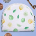 Lemon and limes yellow green watercolor fruits with citrus leaves Pattern Horseshoe Style Canvas Pouch View2