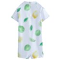 Lemon and limes yellow green watercolor fruits with citrus leaves Pattern Kids  Boyleg Half Suit Swimwear View2