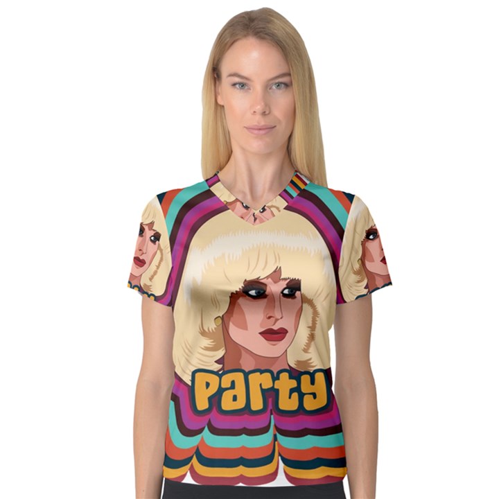 Katya Zamolodchikova Logo V-Neck Sport Mesh Tee