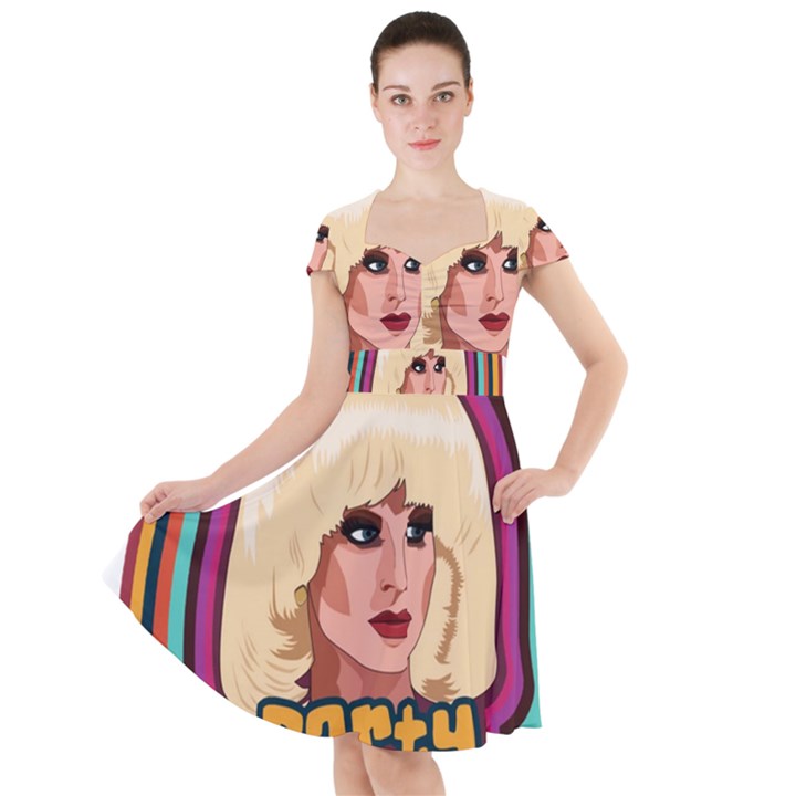 Katya Zamolodchikova Logo Cap Sleeve Midi Dress