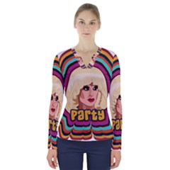 Katya Zamolodchikova Logo V-neck Long Sleeve Top by milliahood