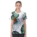 Pineapple Tropical Jungle Giant Green Leaf Watercolor Pattern Women s Sport Mesh Tee View1