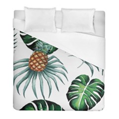 Pineapple Tropical Jungle Giant Green Leaf Watercolor Pattern Duvet Cover (full/ Double Size) by genx