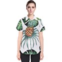 Pineapple Tropical Jungle Giant Green Leaf Watercolor Pattern Women s Short Sleeve Shirt View1