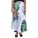 Pineapple Tropical Jungle Giant Green Leaf Watercolor Pattern Flared Maxi Skirt View1